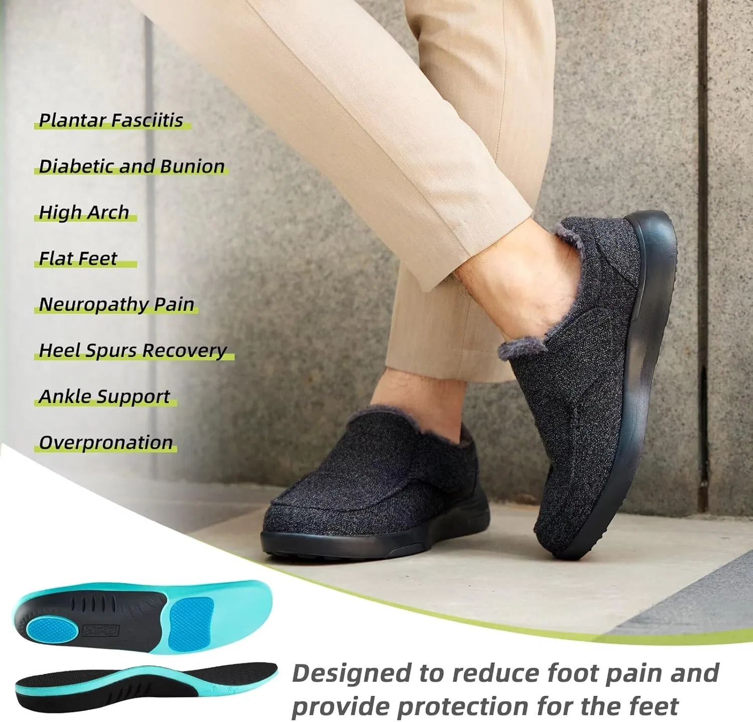 Шлепанцы ортопедические с поддержкой стопы, черные OrthoComfoot — фото 2