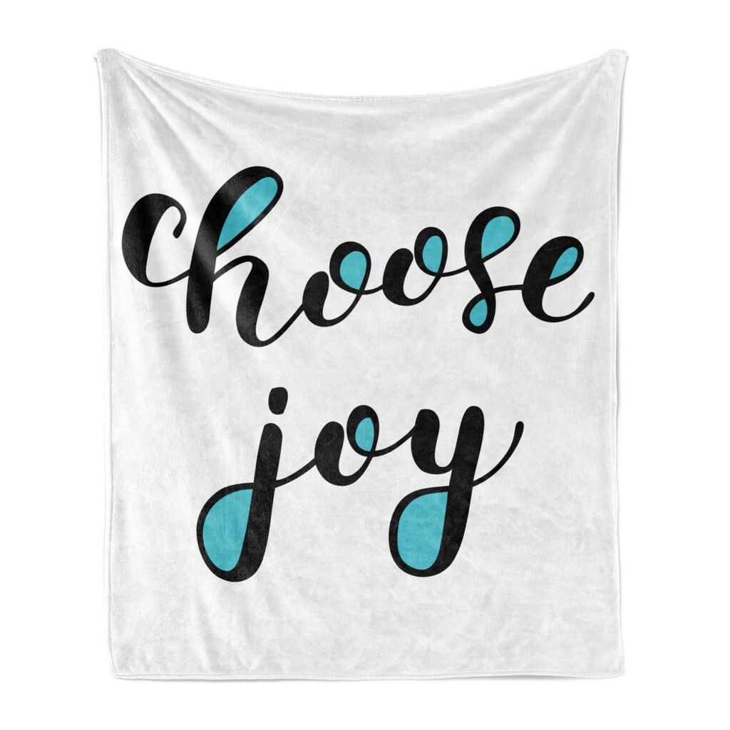 

ABAKUHAUS Choose Joy Мягкое фланелевое флисовое одеяло, кисть с надписью «Вдохновляющие советы», 175 x 230 см, Бирюзово-Антрацитовый Серый, бирюзовый