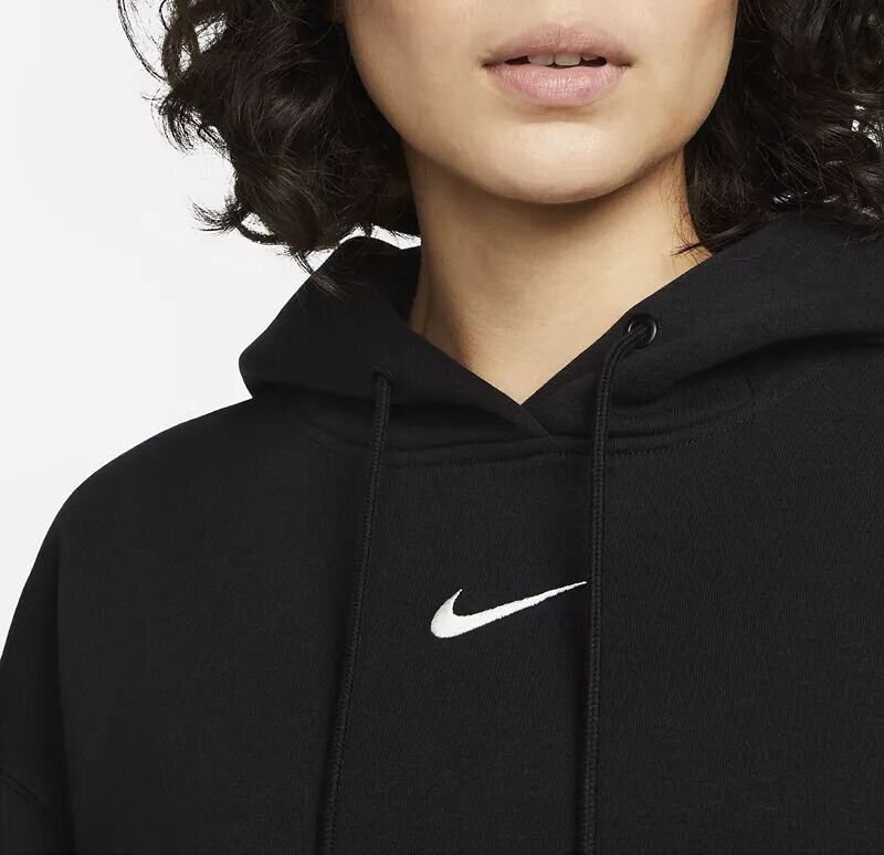 Женский свободный пуловер с капюшоном из флиса Nike Sportswear Phoenix, черный — фото 4