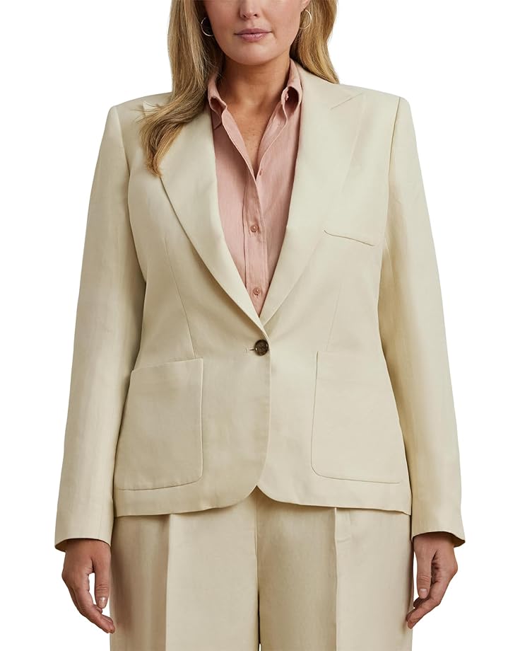 

Блейзер Lauren Ralph Lauren Plus Size Linen-Blend Twill Blazer, цвет Ivory/Beige