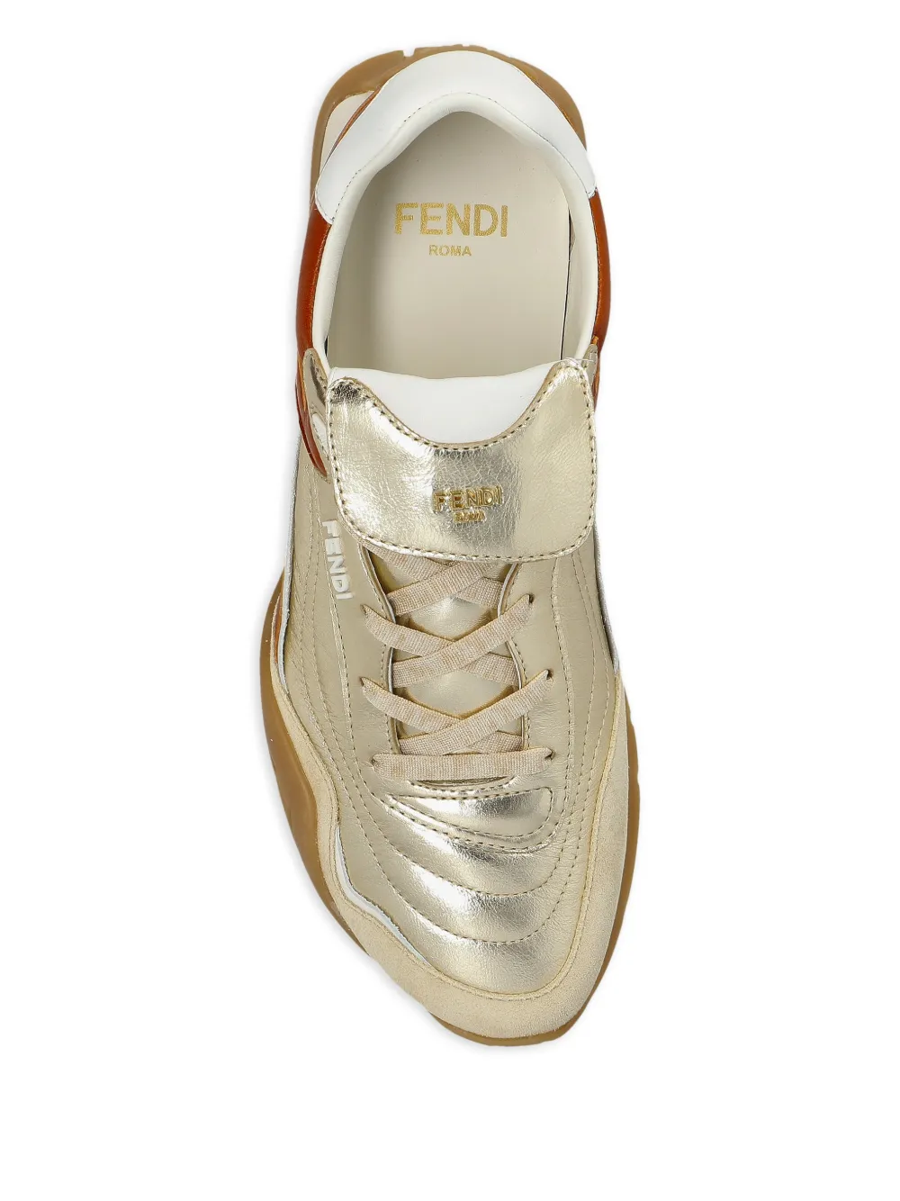 Кроссовки с логотипом Fendi, золотой — фото 4