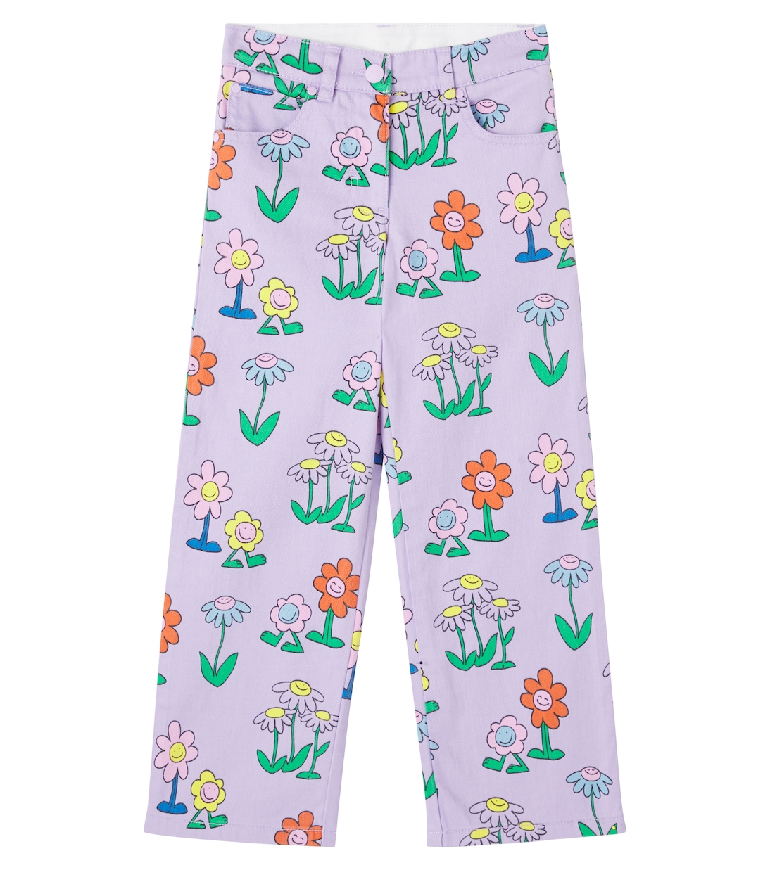 

Брюки из габардина с цветочным принтом и хлопком в составе Stella McCartney Kids, Viola/Multicolor