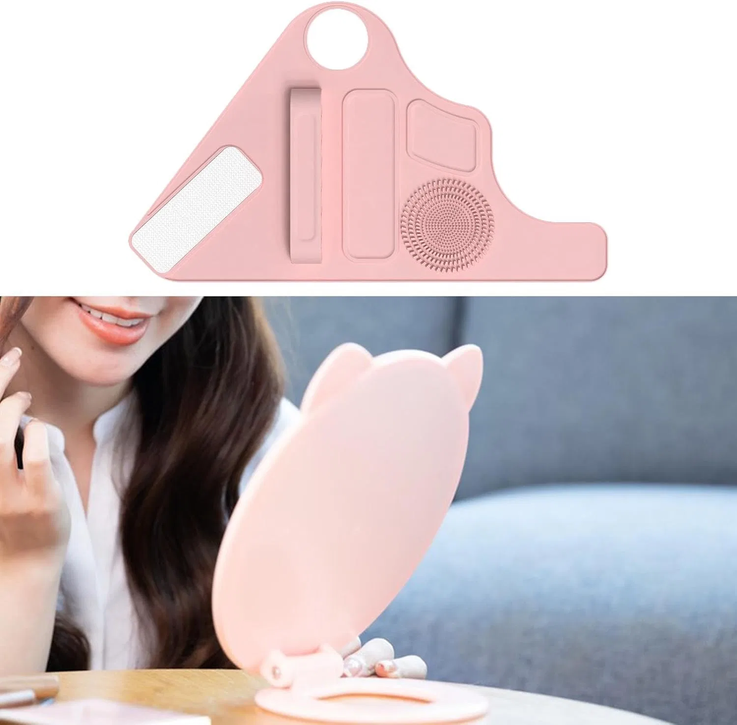 Набор для чистки кистей и органайзер Pitycbo розовый — фото 3