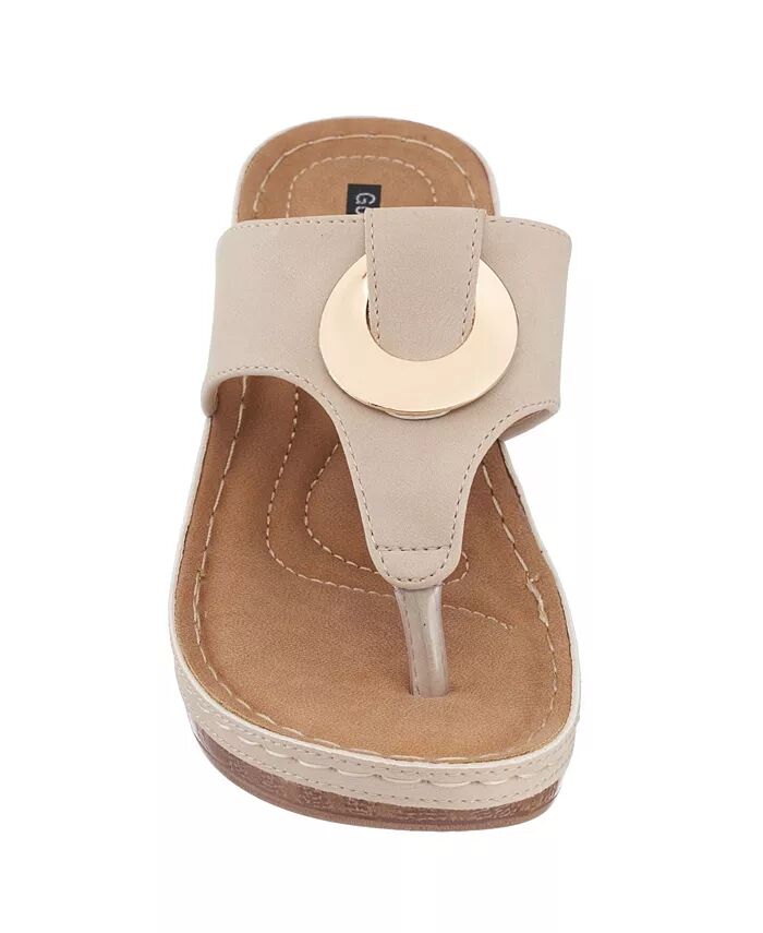 Женские босоножки Genelle Thong на танкетке GC Shoes, коричневый/бежевый — фото 3