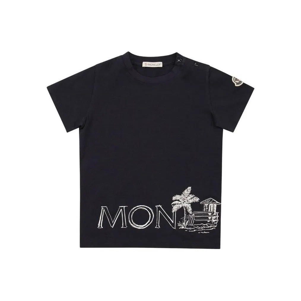 Футболка из стрейч-джерси Moncler Blue