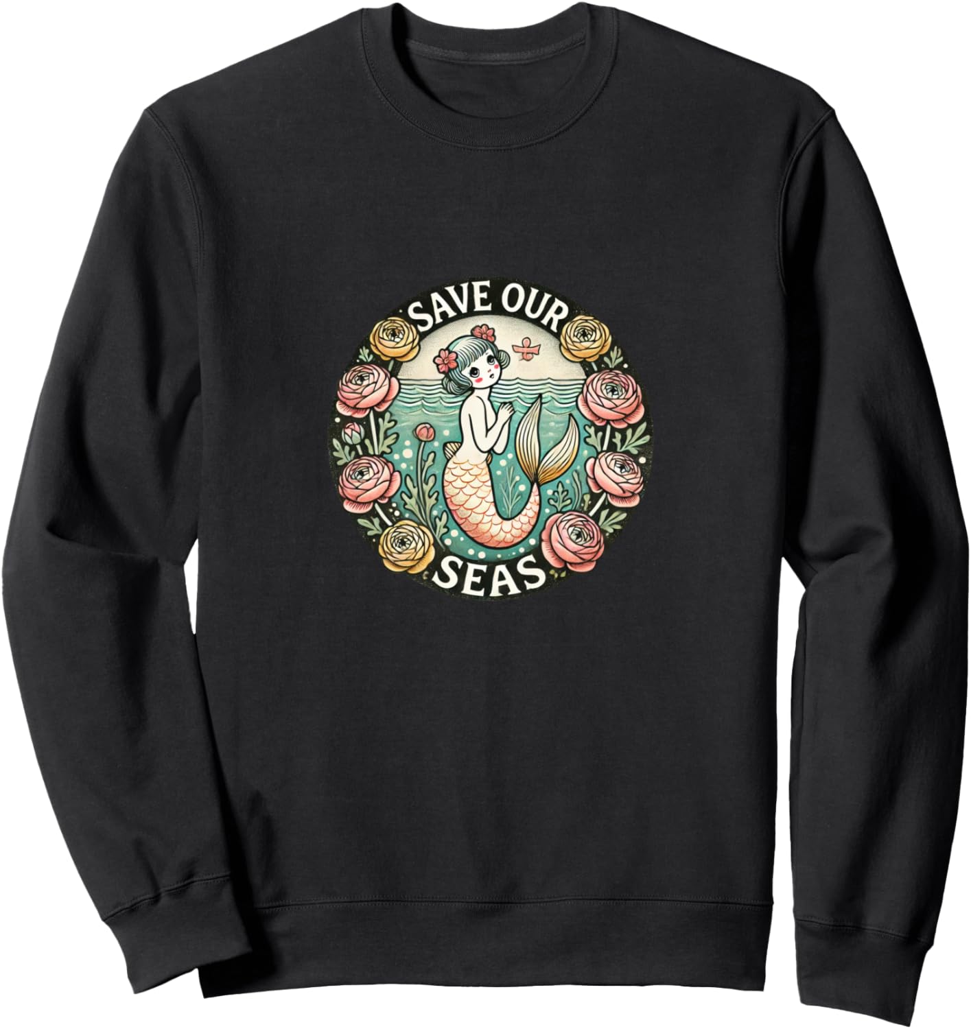

Милая иллюстрация русалки, забавная пляжная толстовка с русалкой Cutie Mermaids Gardens Snugg, черный