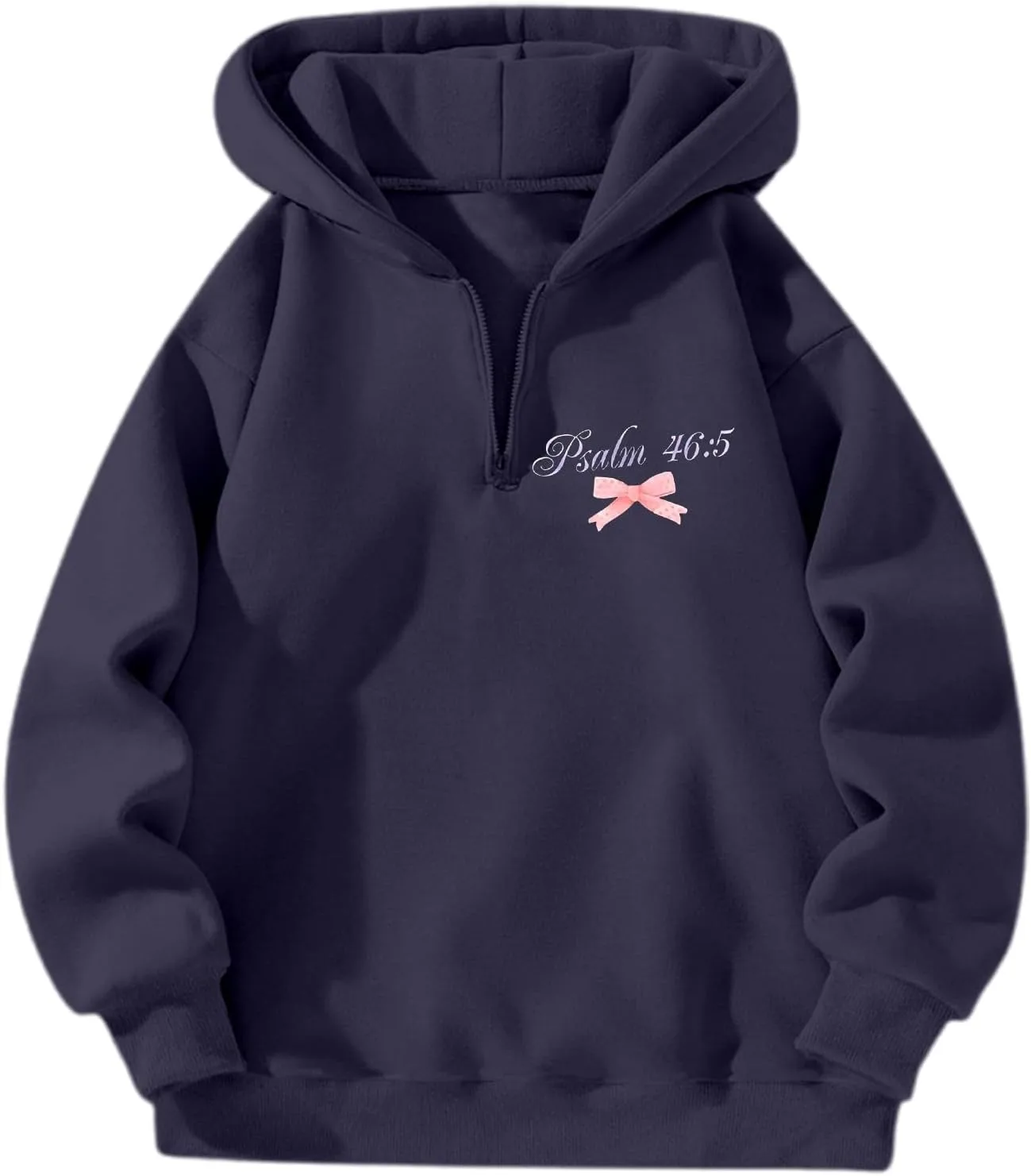Толстовка с капюшоном Christian для женщин Half Zip с библейским стихом "God is Within Her She Will Not Fall" Generic, темно-синий — фото 2