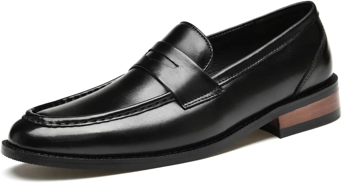 Лоферы кожаные Mens Loafers Burnished Toe, черный PUGHGAETZF