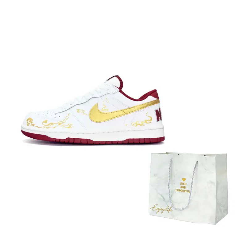 

Nike Кроссовки для скейтбординга Big Red Horse Auspicious Cloud, устойчивые к истиранию, низкие, унисекс, красные с золотым