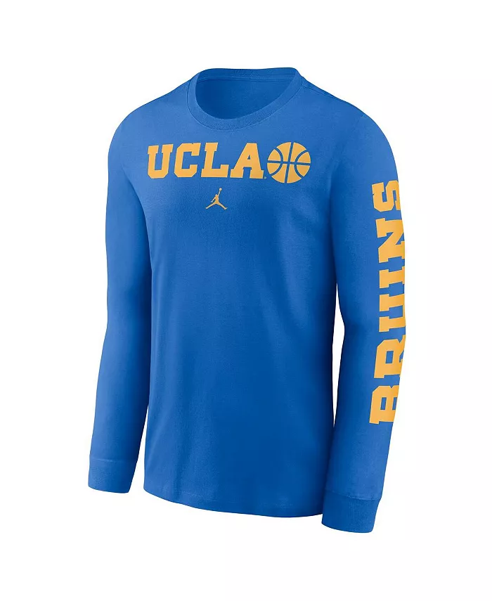 Мужская синяя баскетбольная футболка с длинным рукавом UCLA Bruins Icon Two-Hit Jordan — фото 2