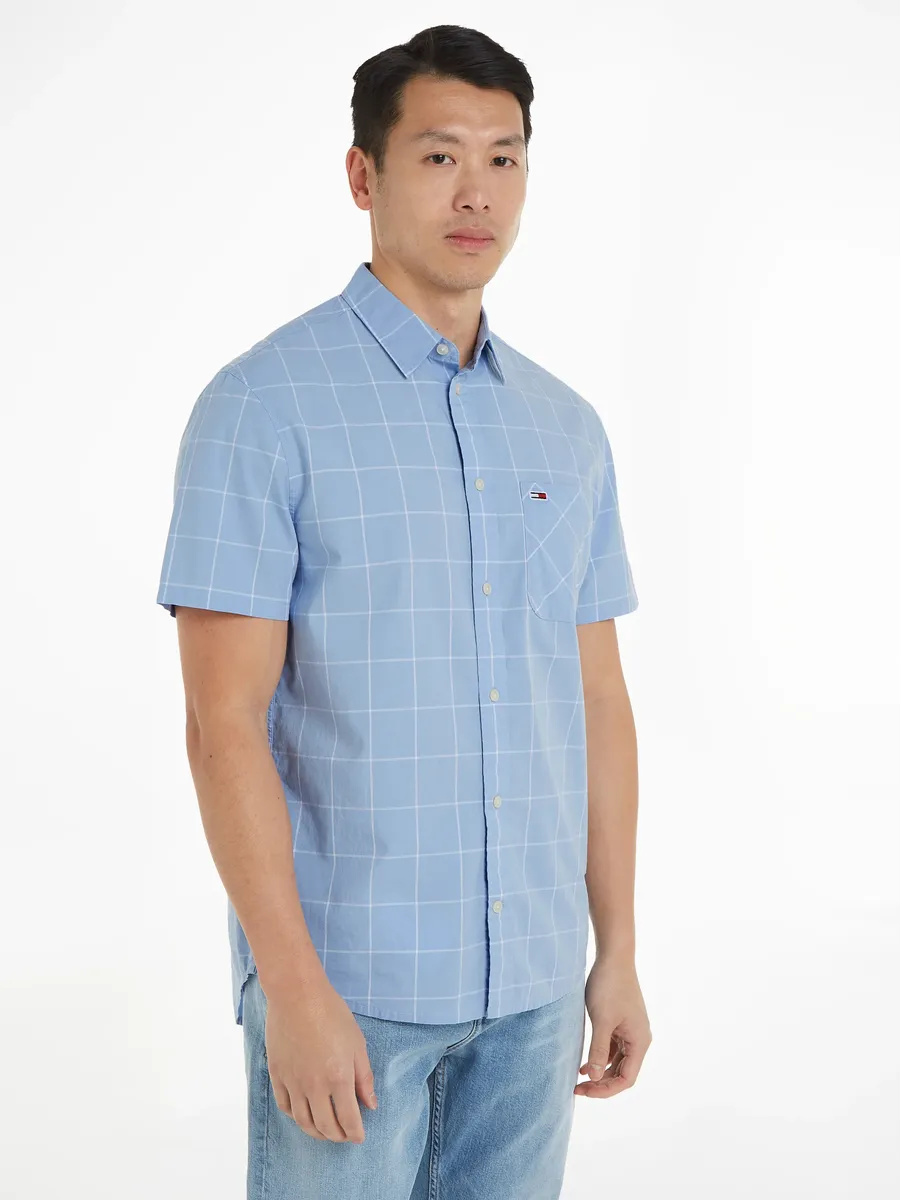 

Рубашка с короткими рукавами Tommy Jeans "TJM REG CHECK POPLIN SS SHIRT", синий