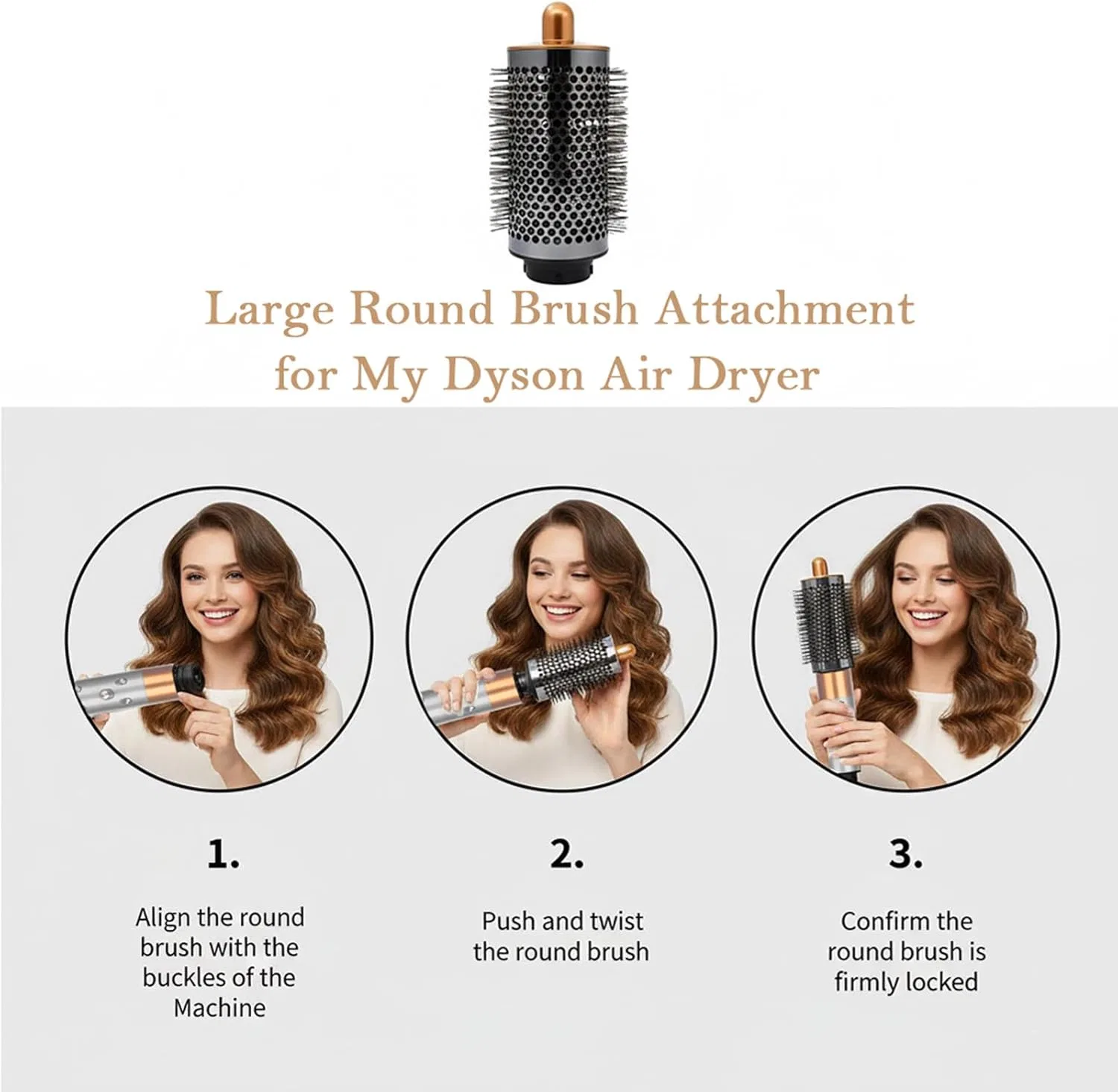 Насадка-щетка для объема для стайлера Dyson Airwrap ‎Cotisda, Copper Round Volume Brush — фото 4