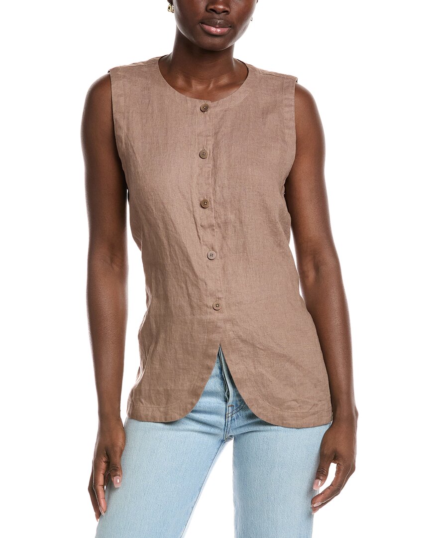 

Мюли EILEEN FISHER с круглым вырезом и длинным льняным жилетом, коричневый