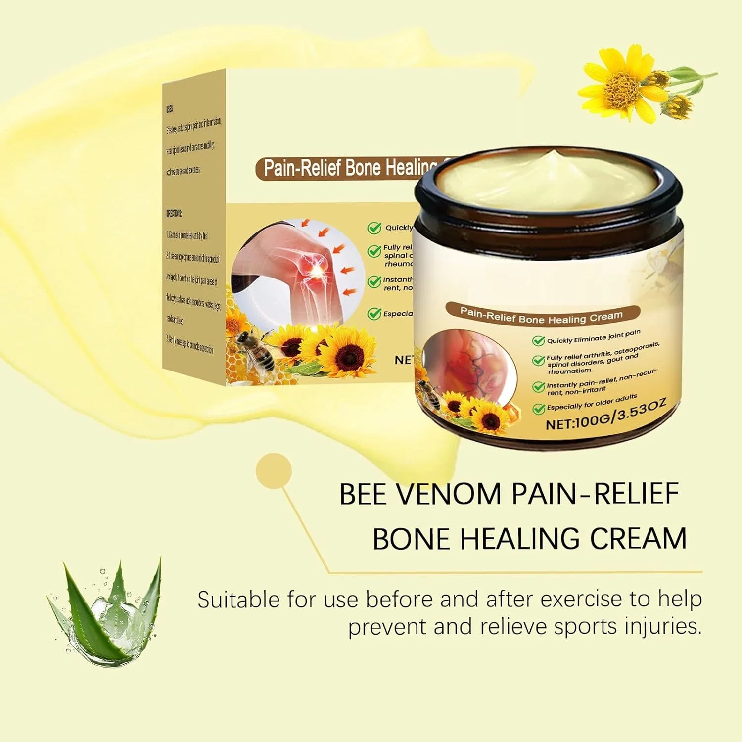 Крем с пчелиным ядом и куркумой для суставов 100 г (5 шт.) Generic, Bee Venom Cream Joints — фото 3