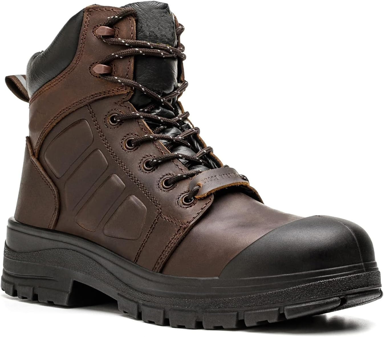 

Мужские ботинки с металлическим носком, водонепроницаемые, 15 см, из обработанной полной кожи, с удобной посадкой, противоскользящие, проколостойкие, дышащие, комфортные, легкие ботинки для работы на улице Clitenk, коричневый