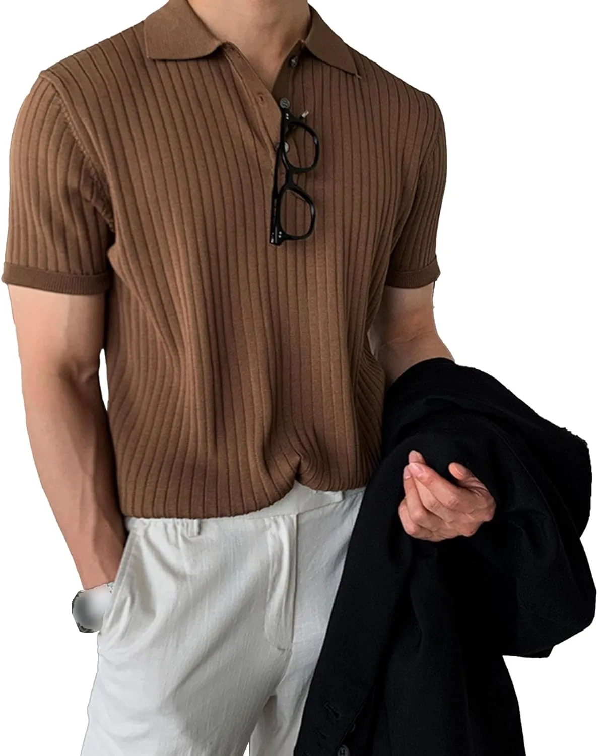 

Мужская вязаная поло с коротким рукавом SWJGLITTR