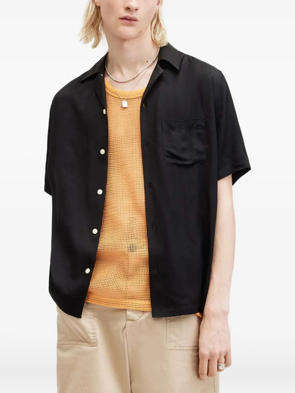 

Рубашка с вышивкой в виде солнца AllSaints, черный