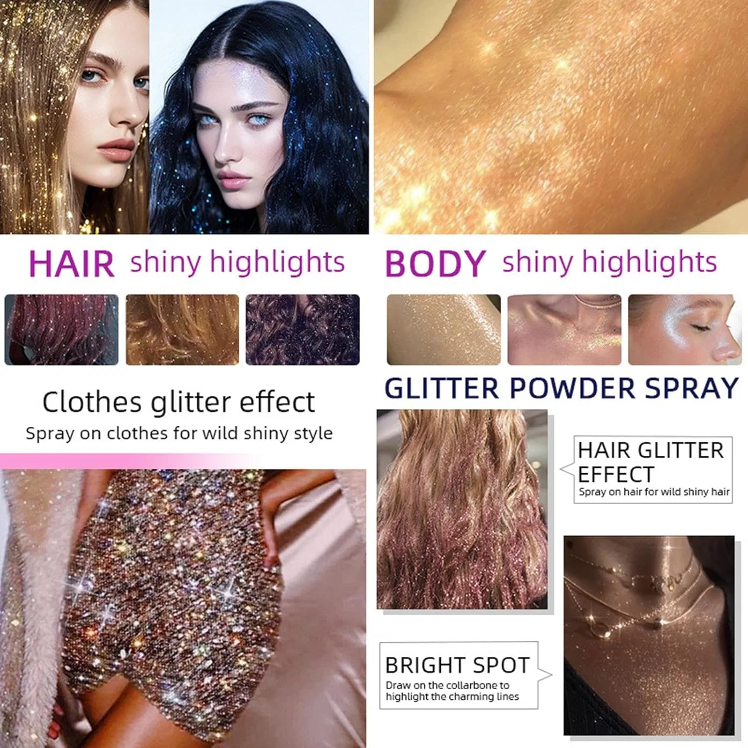 Спрей для тела с блестками Glitzer Korperspray, 80 мл, цвет 01 — фото 2