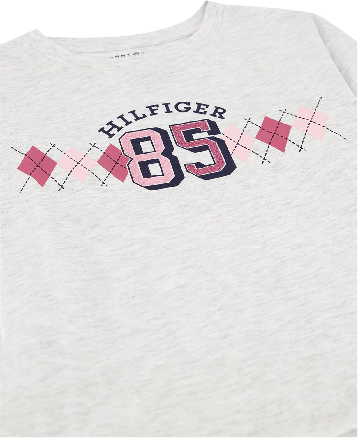 Футболка с длинными рукавами и круглым вырезом Tommy Hilfiger для девочек, Oat Heather Glitter 85 — фото 3