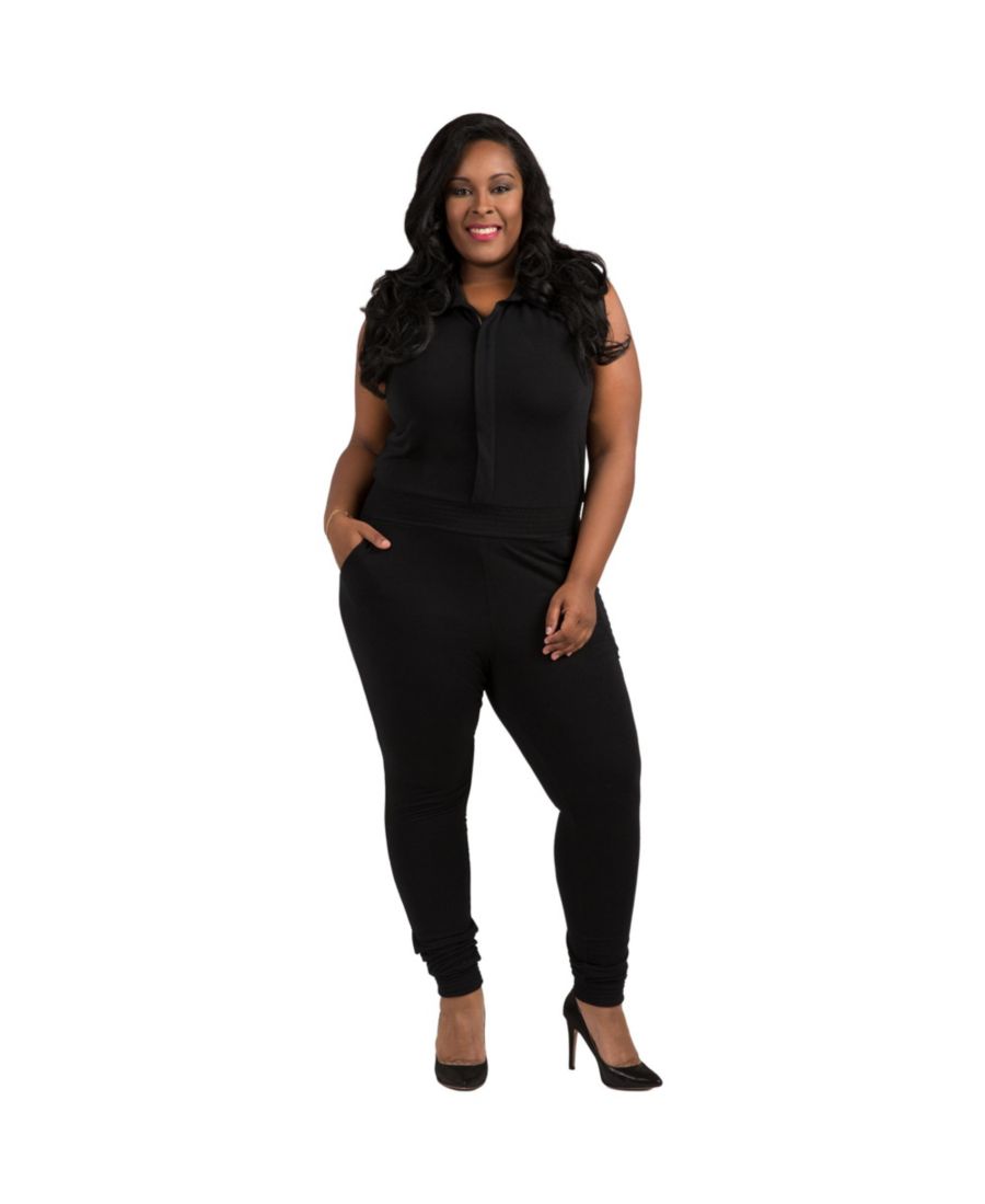 

Комбинезон без рукавов с воротником больших размеров Poetic Justice, Black