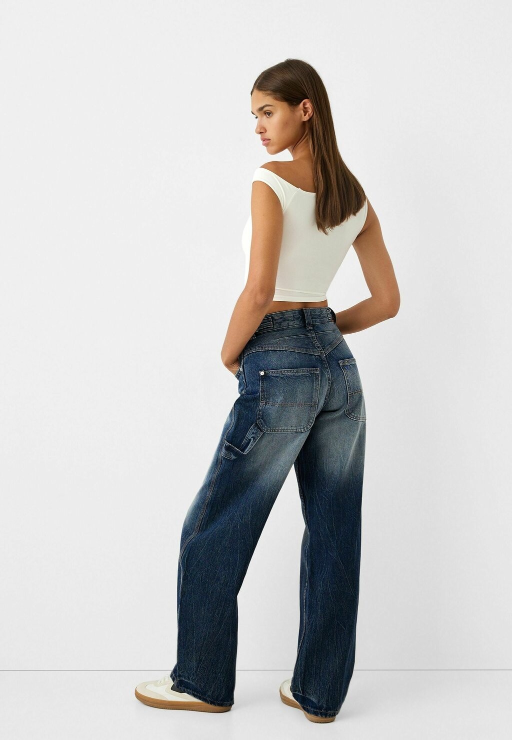 

Джинсы свободного кроя WIDE BALLOON CARPENTER Bershka, синий