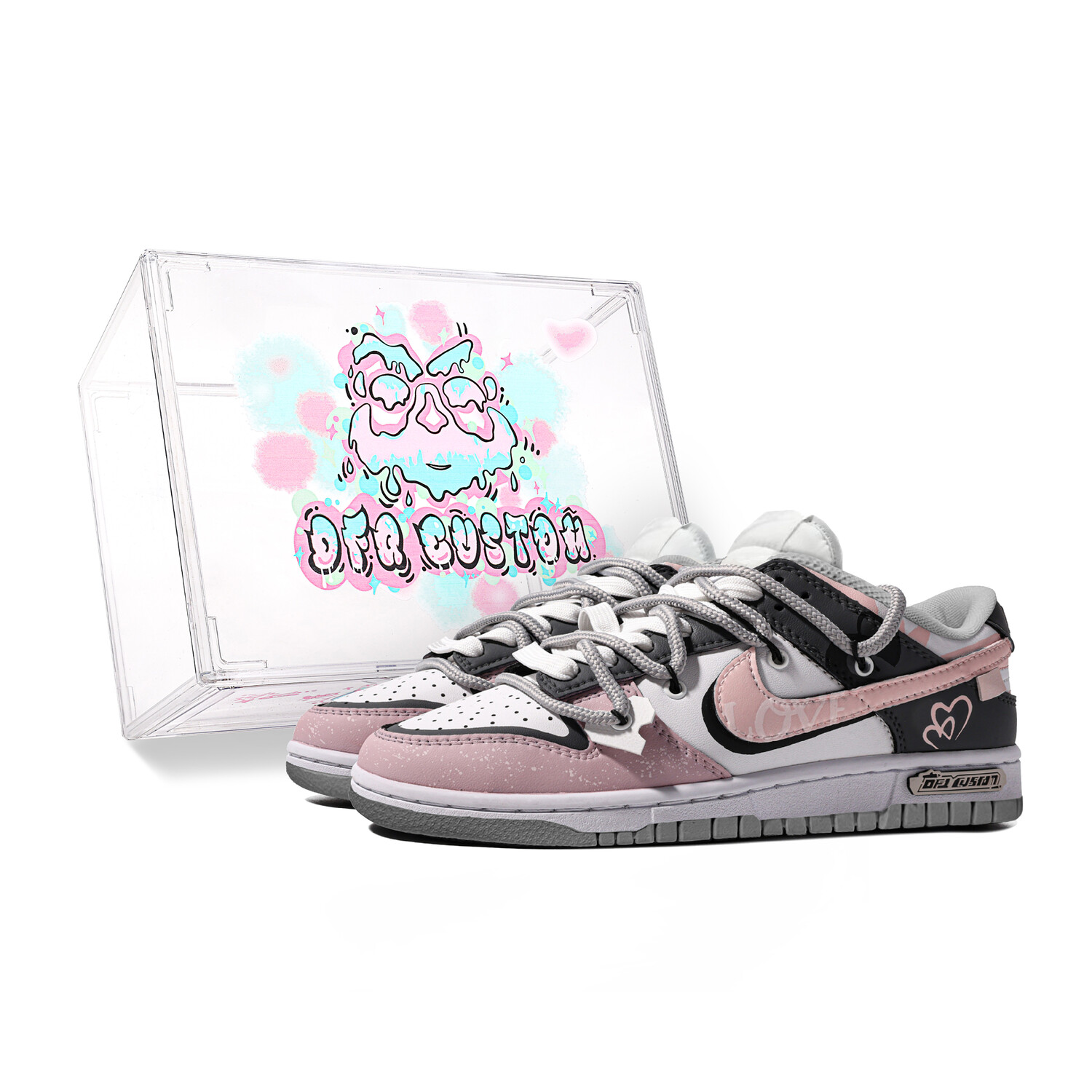 

Кроссовки Nike Dunk Skateboarding Shoes Men Low-top Pink/Black, черный/розовый