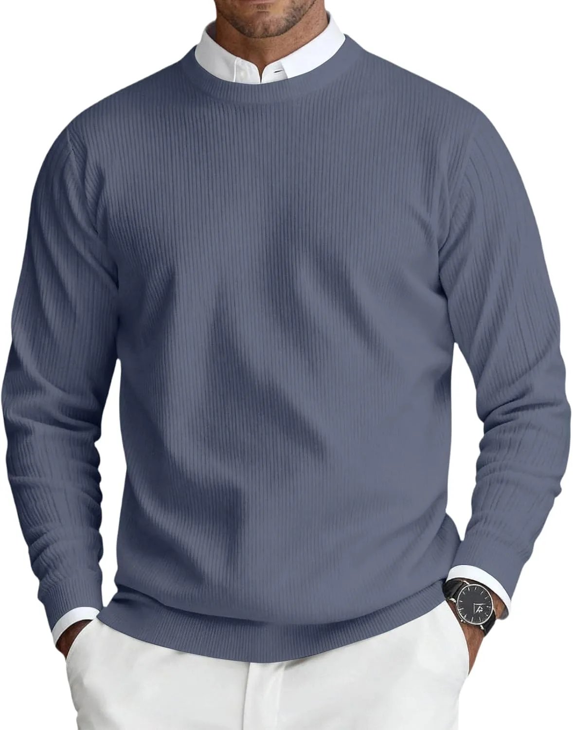 

Мужской свитер DuDubaby с круглым вырезом, легкий вязаный