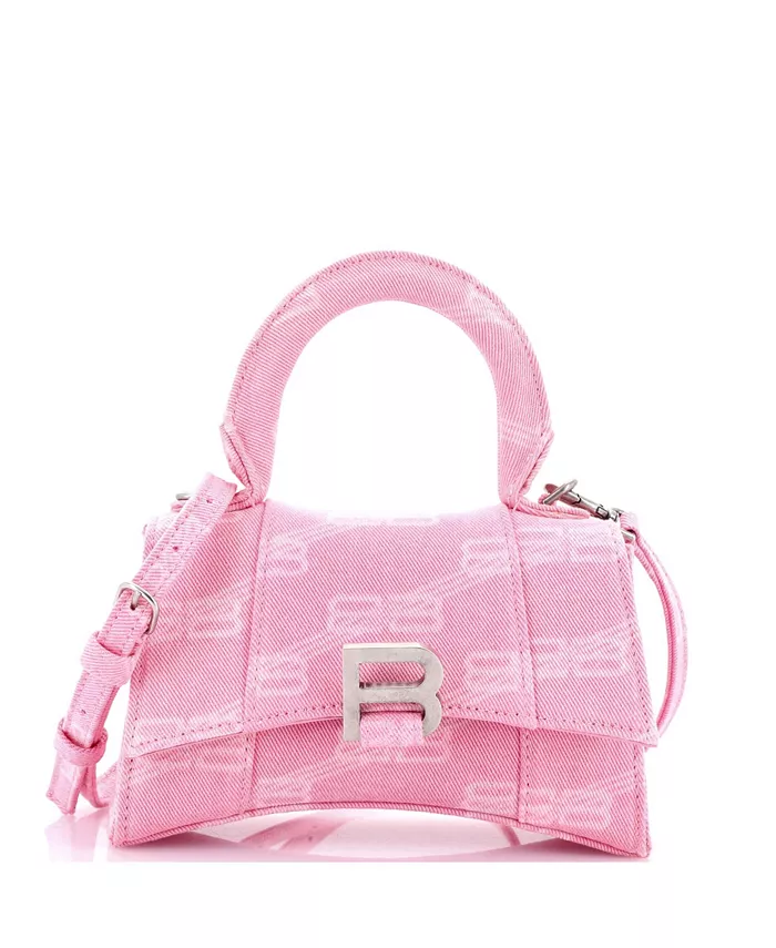

Сумка XS Hourglass с верхней ручкой, BB Monogram Denim Pre-Owned Balenciaga, розовый