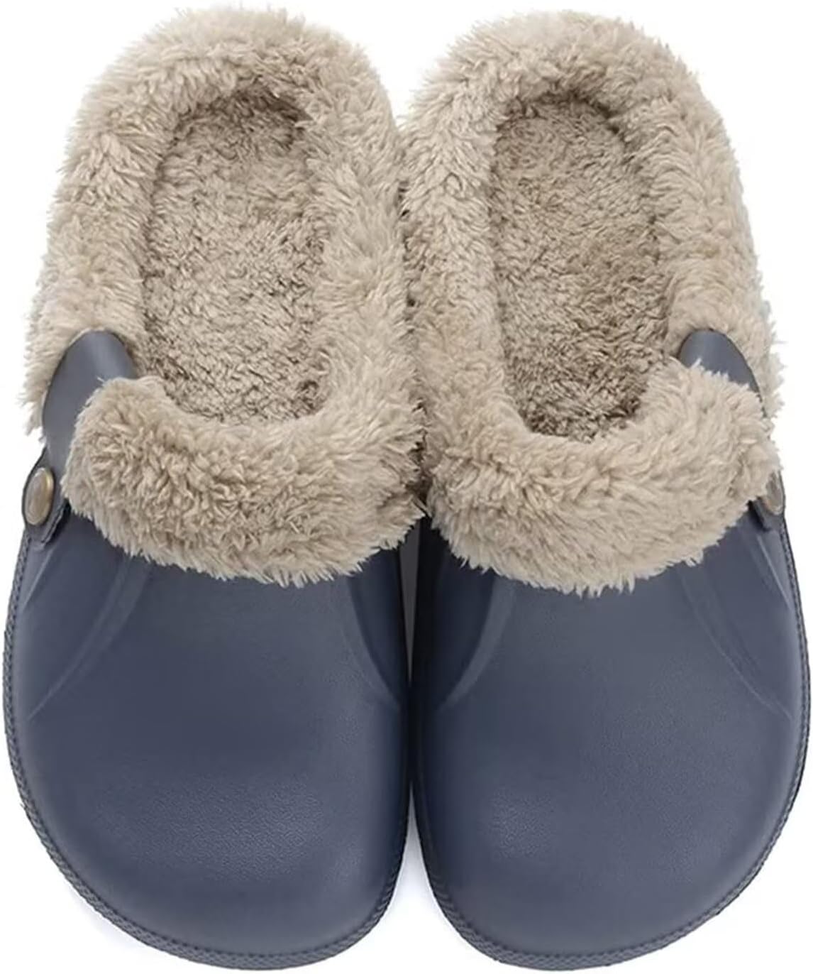 

Сабо Aconhop с меховой подкладкой, водонепроницаемые тапочки, сабо на флисовой подкладке для женщин и мужчин, мягкие зимние теплые домашние и уличные тапочки, серый