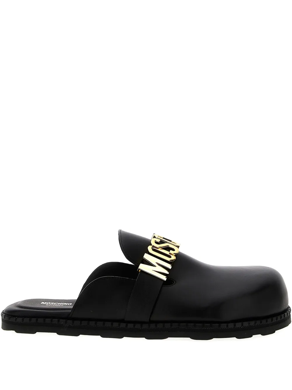 

Кожаные мюли с логотипом Moschino, черный