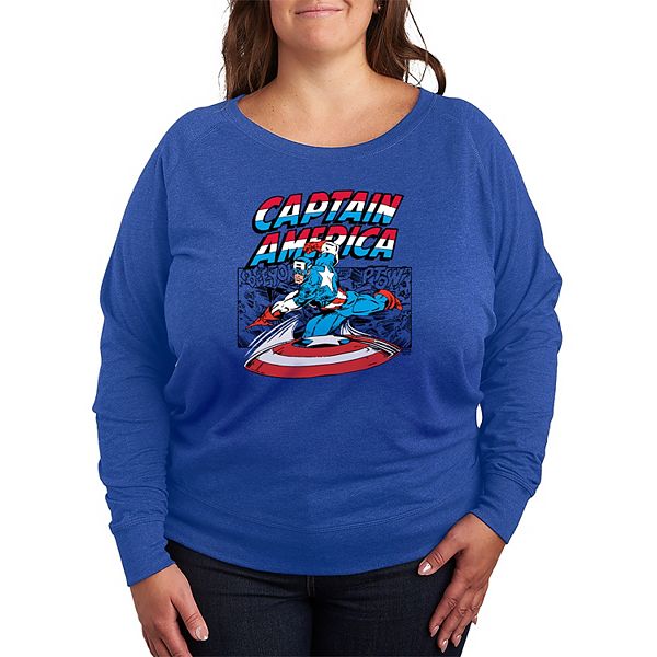 

Футболка с длинным рукавом Captain America комикс панель French Terry Plus Size Marvel, Heather Royal Blue, Синий, Футболка с длинным рукавом Captain America комикс панель French Terry Plus Size Marvel, Heather Royal Blue