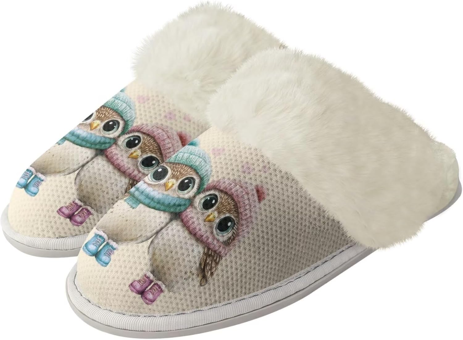 

Домашние тапочки для мужчин и женщин, мягкие, теплые, пушистые, с закрытым носком и противоскользящей подошвой, унисекс, повседневные, для дома, спальни Watdotory, Cute Owl