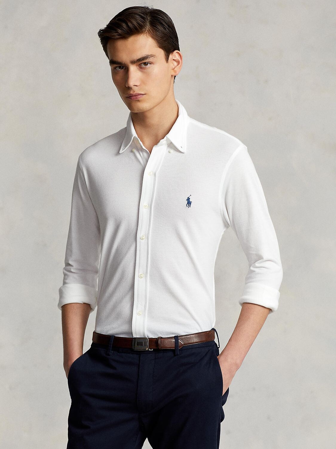 

Рубашка-оксфорд из полулегкой сетки Polo Ralph Lauren, белая