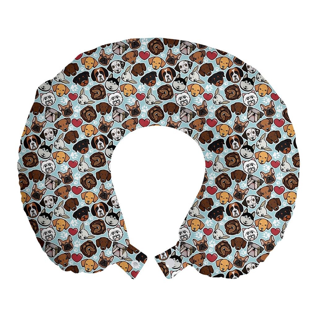 

ABAKUHAUS Dog Lovers Travel Pillow Подушка для шеи, Canine Breeds Love, пенопластовые дорожные принадлежности для самолета и автомобиля, 30x30 см, разноцветные