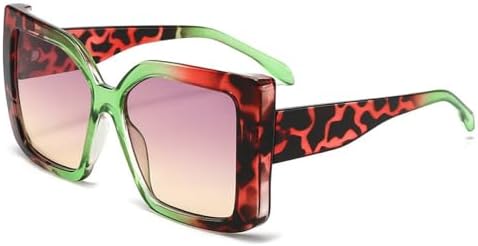 

Большие квадратные очки с леопардовым принтом и цветовыми блоками. Модные очки для активного отдыха на природе, защиты от солнца и УФ-излучения, для пляжного отдыха MTZJH, Redleopard