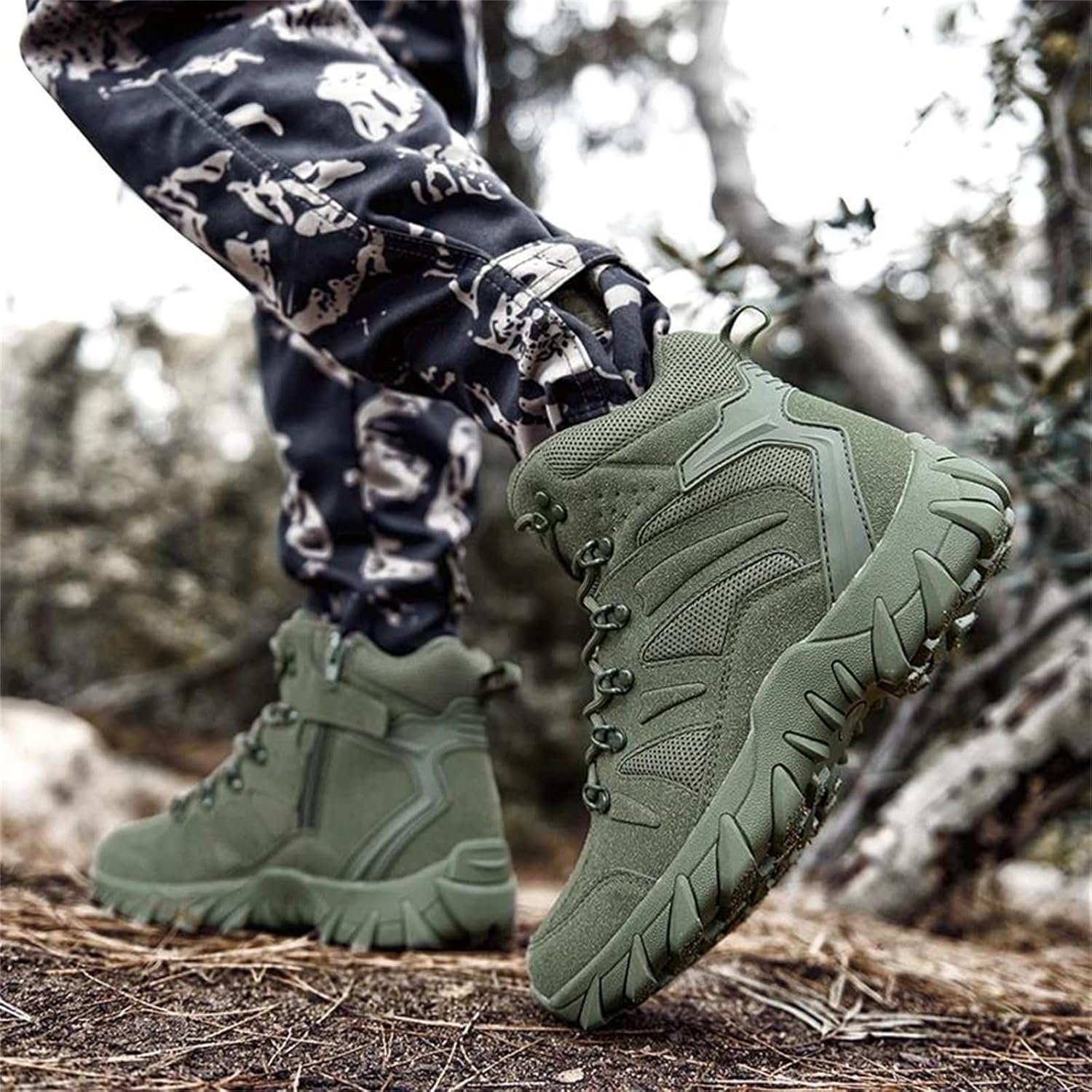 Мужские тактические тренировочные боевые ботинки Alloaone, дышащие, с нескользящей подошвой, для активного отдыха, походов и работы, с поддержкой и комфортом, черный — фото 3