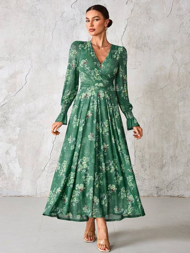 

Цветочное сетчатое макси-платье Jolie Moi, Green Floral