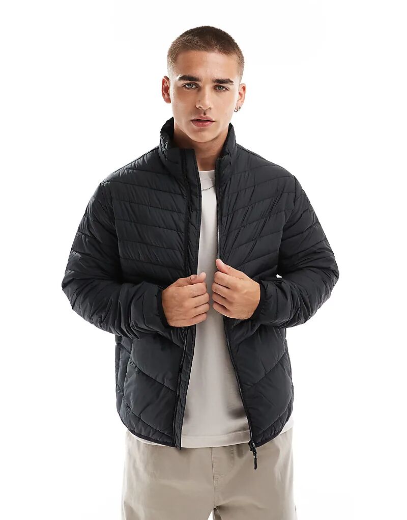 

Куртка-стёганая с пакующимся воротником чёрного цвета Jack & Jones