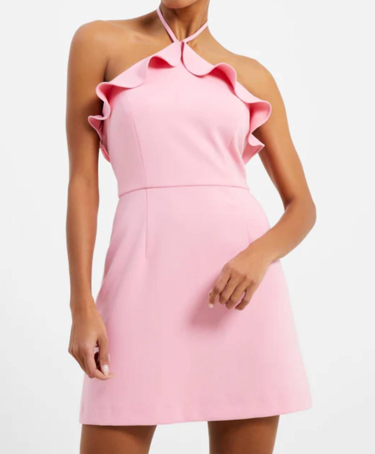 

Платье Whisper Ruffle Halter Neck в цвете Sea Pink French Connection
