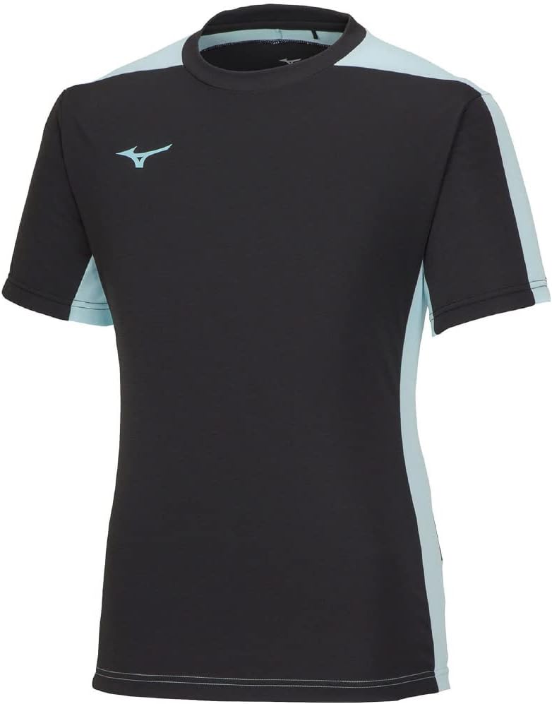 

Детская футбольная форма Mizuno P2MAA046, футболка с коротким рукавом из материала Solar Cut, с коротким рукавом, черный/бирюзовый