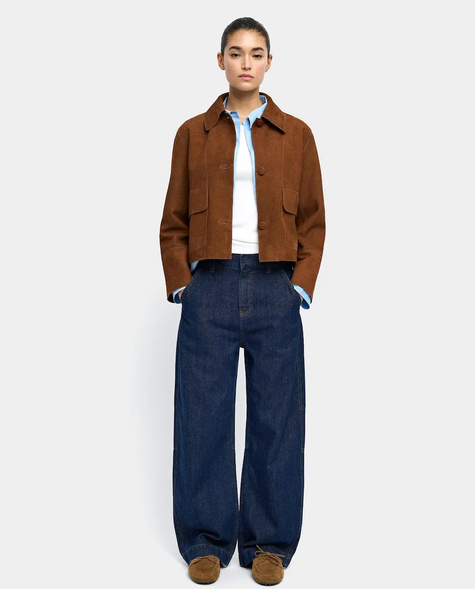 

Женские прямые джинсы 100% хлопок с боковыми карманами Parfois, темно-синий