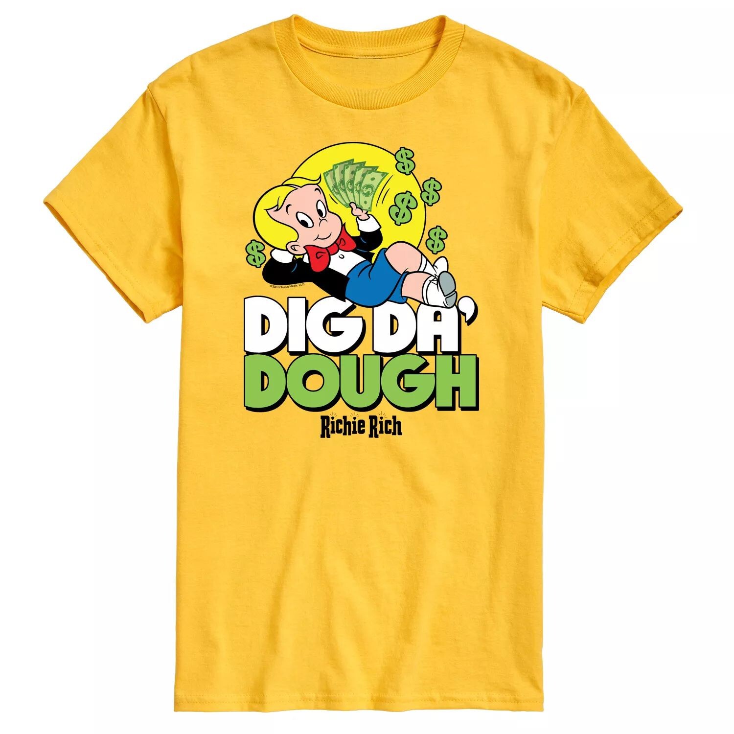 

Мужская футболка с рисунком Richie Rich Dig Da' Dough Licensed Character