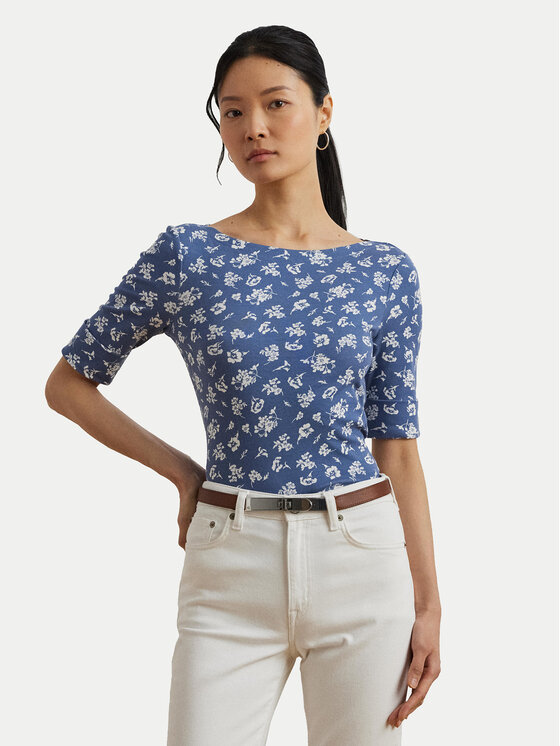 

Блузка slim fit 200976991001 Lauren Ralph Lauren, синий