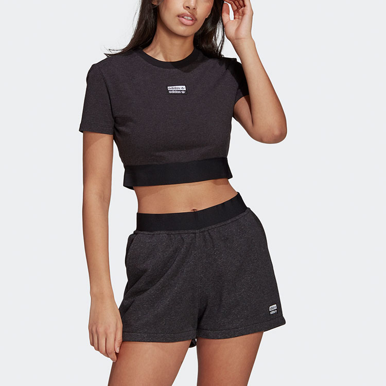 Женский топ с металлическим эффектом черный Adidas Originals — фото 3