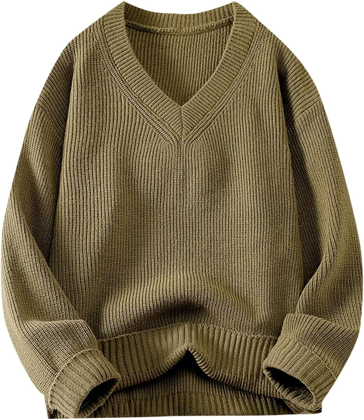 

Мужской свитер-платье оверсайз с V-образным вырезом QUNPIU