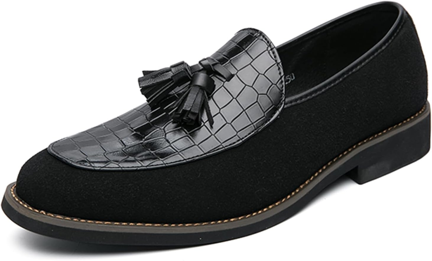 

Мужские классические кожаные лоферы с кисточками, низкий каблук, удобные легкие ретро туфли с тиснением, мокасины, противоскользящие, без шнурков, деловые формальные кожаные туфли Enjgu, черный