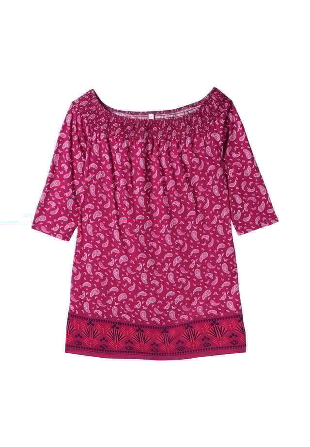 

Рубашка Кармен с принтом пейсли и каймой Sheego, цвет beere gemustert