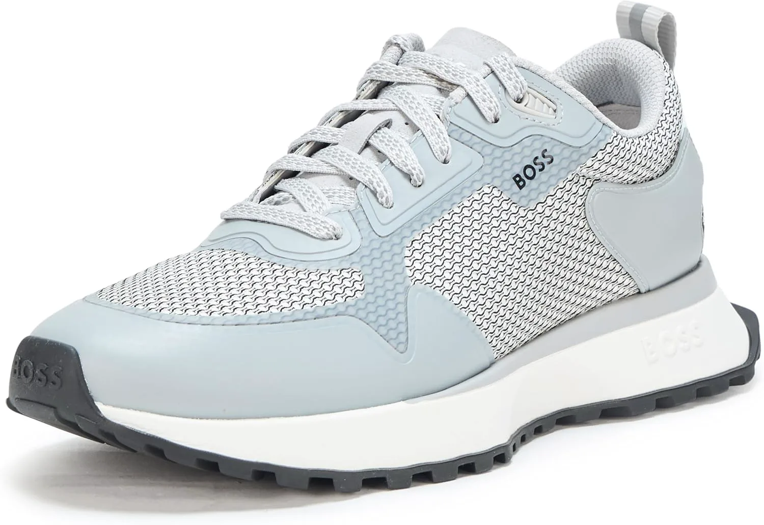 

Кроссовки BOSS для мужчин с большой логотипной вставкой и комбинированной сеткой на шнуровке