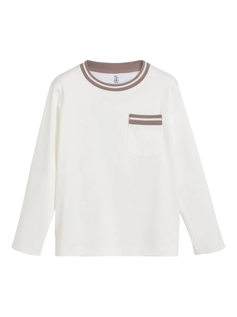 

Полосатая футболка с длинными рукавами Brunello Cucinelli Kids, белый