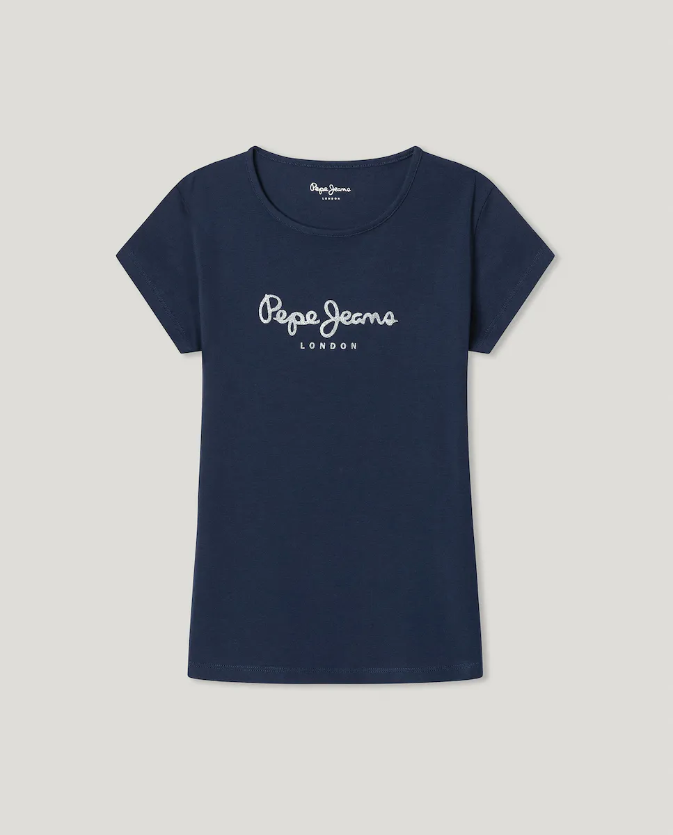 

Футболка для девочек с короткими рукавами и принтом Pepe Jeans, тёмно-синий